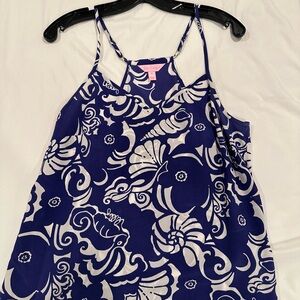 Lilly Pulitzer Blue and White Seashell Silk Tank